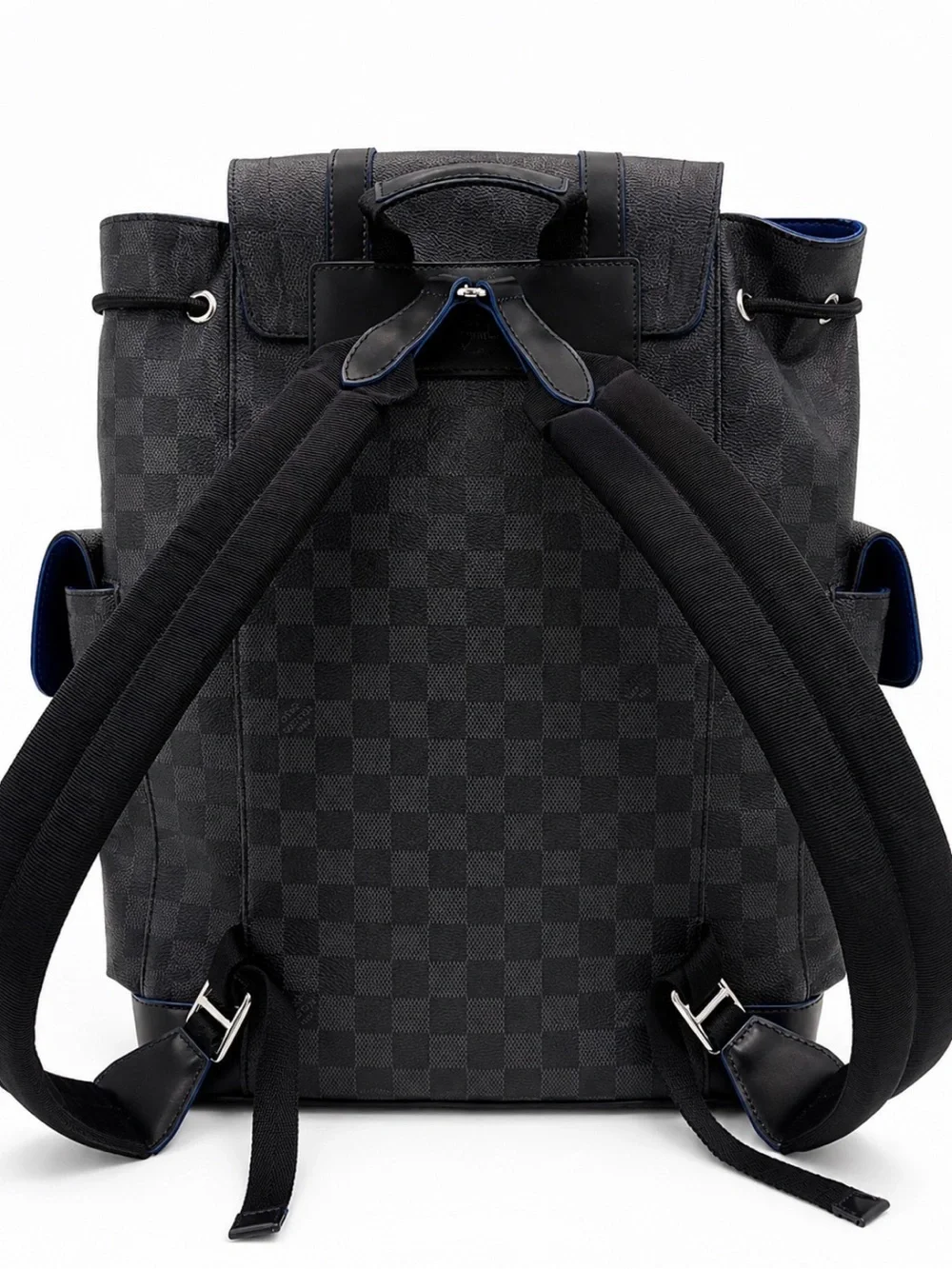 Louis Vuitton Christopher PM Backpack in Damier Graphite with Rainbow Logo.